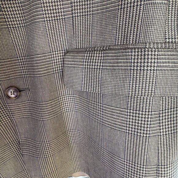 Brandini Le Collezioni Mens 41R Wool Silk Plaid Blazer Three Button Brown Canada - Picture 12 of 13